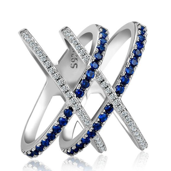 Jewelry - 2pec/set 925 Silver Infinity Sapphire New